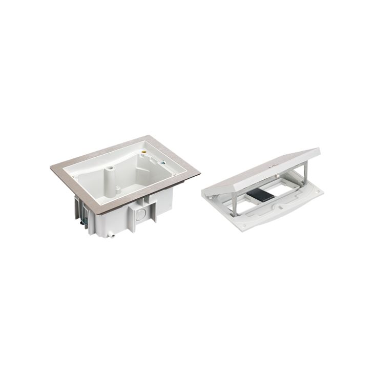 IP66 Kit vloerdoos inox met 2 K45 modules en halve K45 module, incl. inbouwdoos technische vloer 