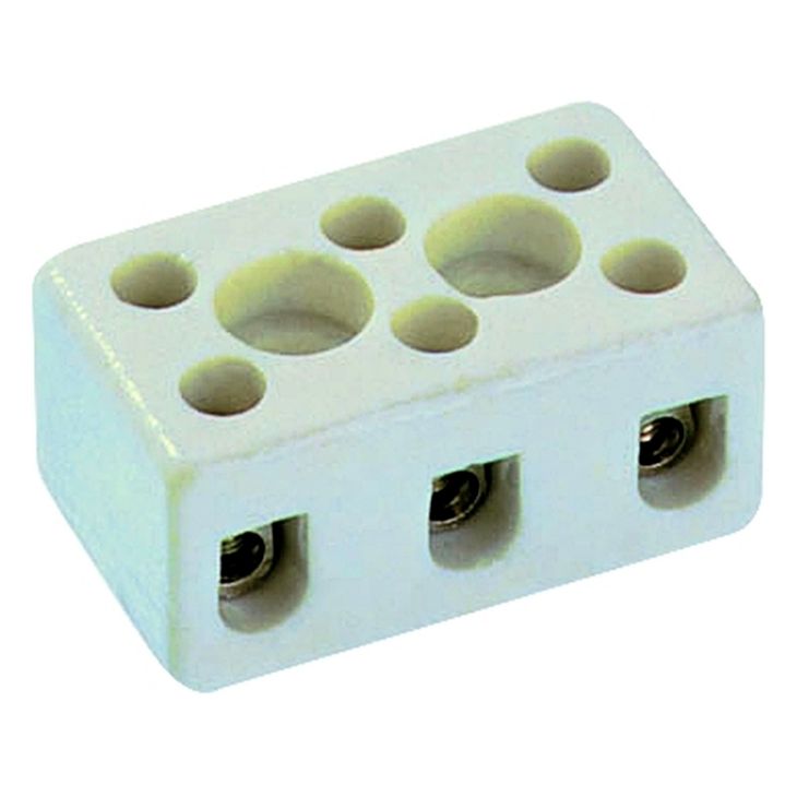 Lusterklem porcelein 3 Polig 10mm²- 450V 350ºC