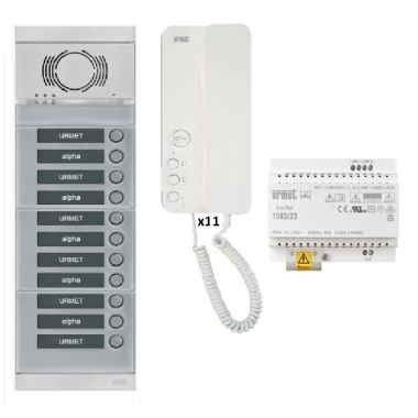 Kit audio 11 appartementen voorgeprogrammeerd (front grijs) 