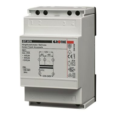 Deurcommunicatie en toegangscontrole - Grothe - GT 3174 Beltransformator GT 8 V AC (2,0 A) - 14074