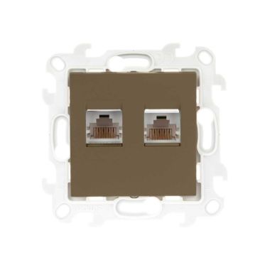 S24 Prise 2x RJ45, UTP Catégorie 6, couleur: taupe