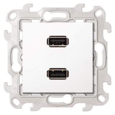 S24 Stopcontact dubbel USB, kleur: wit