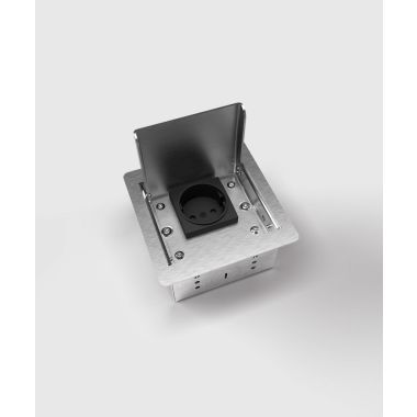 Vloerdoos 3301E - 1 modules (1x UTE + 2x CAT6a), geborsteld RVS