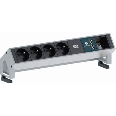 DESK2 6 modules (4x UTE + 1x USB CHARGER A/A + 1x MOD VIDE) Inox + 0,2m GST18