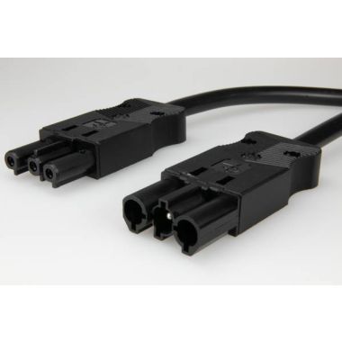 AC166 VLCG Cordon de connexion M/F, 3-pôles, 1,5mm², 100cm. noir, Eca