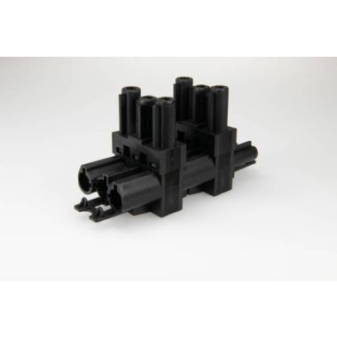 AC166 GVT 4 Splitter, 3-polig, 1 in 3 uit, zwart