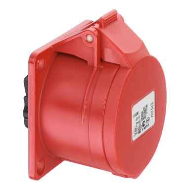 CEE flenscontactdoos recht, IP44, 16A, 4-polig, 400V, 6h, rood