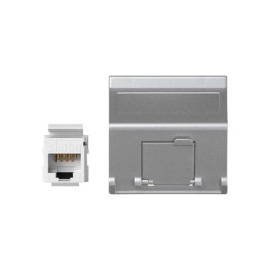 K45 Schuine plaat VDM met klep 1 x RJ45Cat 5e UTP - Alumin