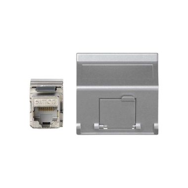 K45 Schuine plaat VDM met klep 1 x RJ45Cat 6 FTP - Alumini