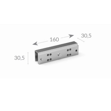 "U" support voor installatie op Glas deurs (max 16mm) voor Basic Magneten MEX400/430