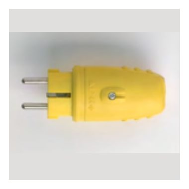 Stekker rubber 2P +A IP44 geel