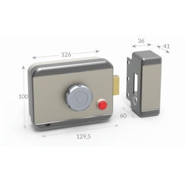 Série CE - Serrure électrique apparante (12-24V AC/DC) avec bouton rotatif et bouton poussoir pour le déblocage temporaire