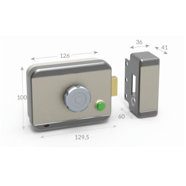 Serie CE - Elektrisch opbouw deurslot (12-24V DC) met draaiknop en drukknop voor permanente ontgrendeling