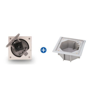 IP66 Kit vloerdoos inox met stopcontact, incl. inbouwdoos valse vloer