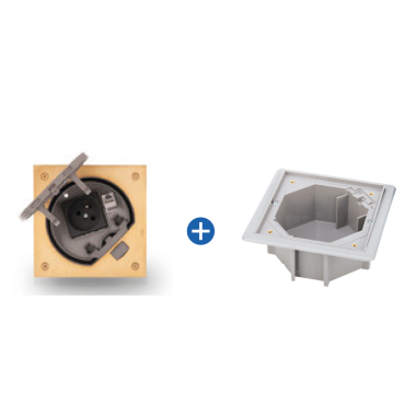 IP66 Kit vloerdoos messing met stopcontact en data aansluiting, incl. inbouwdoos valse vloer