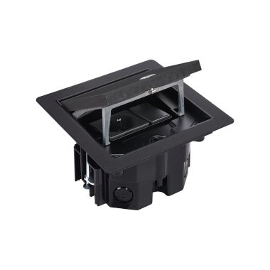 IP66 Kit vloerdoos zwart met stopcontact en halve K45 module, incl. inbouwdoos technische vloer 